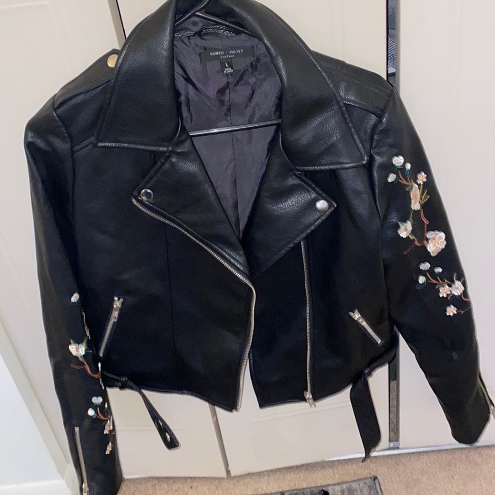 Black leather jacket size large!